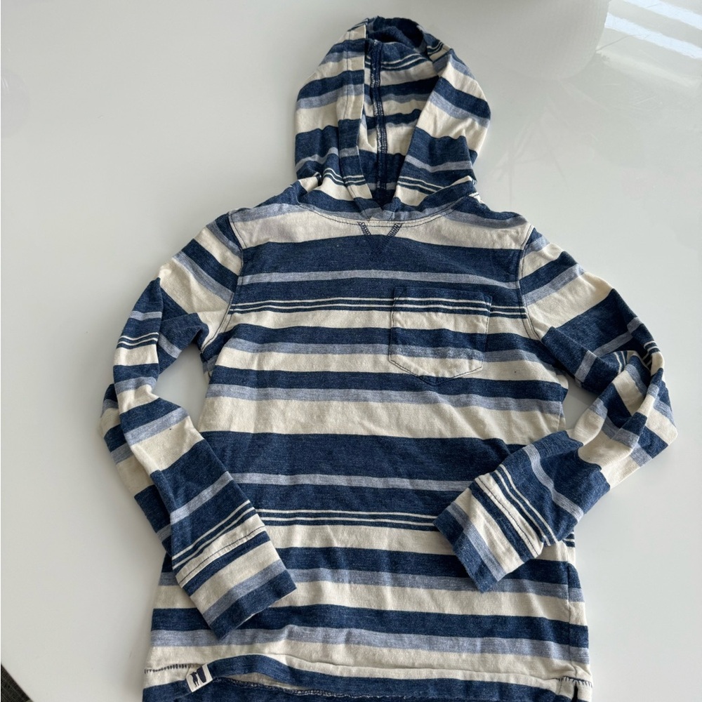 Johnnie-O hooded pullover shirt blue off white 5 boys